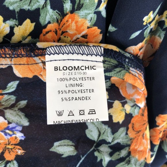 Bloomchic Womens Blouse Top Sleeveless V Neck A Line Floral Navy Blue 22-24 - Picture 4 of 4